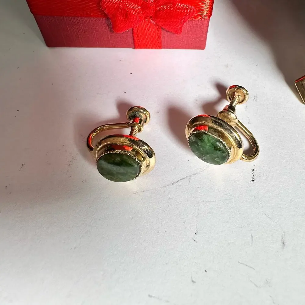 Gold Green Stud earrings